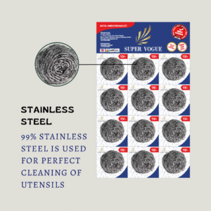 Super Vogue Stainless Steel Scrubber – Tough on Grease & Grime